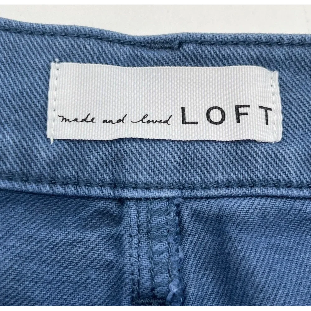 LOFT Denim Shorts Women 12 31 Blue Raw Hem Frayed Stretch Mid Rise Casual Pocket